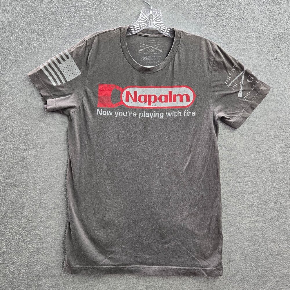 Grunt Style Men Shirt Medium Gray Napalm Play with Fire Graphic READ